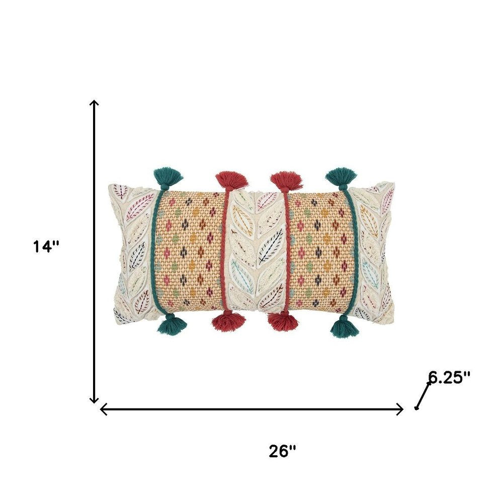 Multicolored Ornate Panel Lumbar Pillow