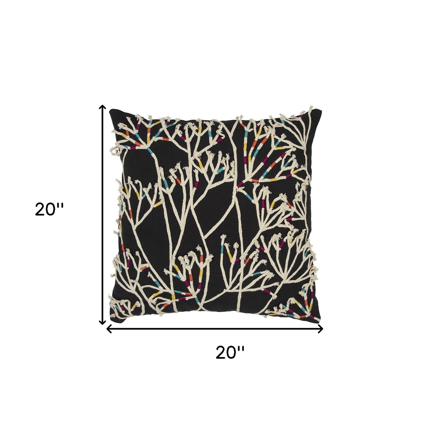 Black Cream Impressionistic Branch Throw Pillow