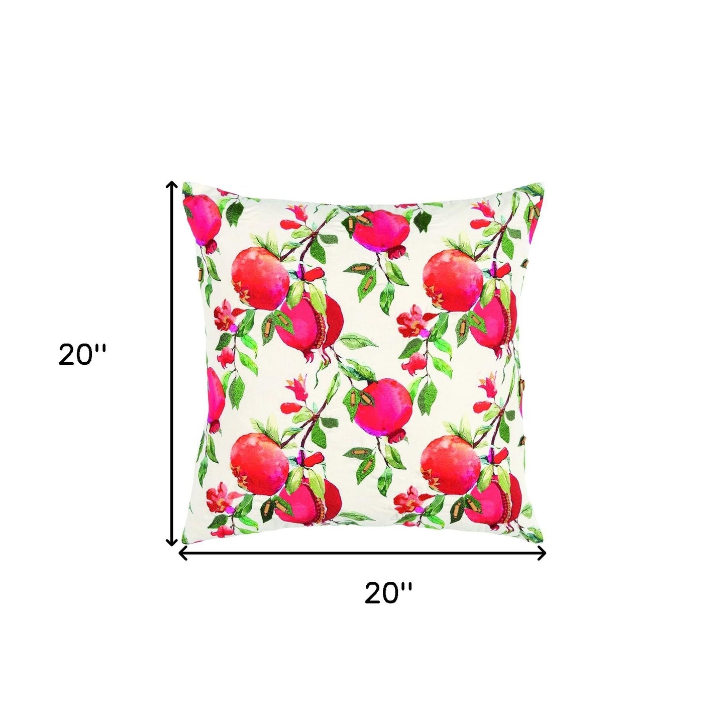 Red White Pomegranates Decorative Throw Pillow