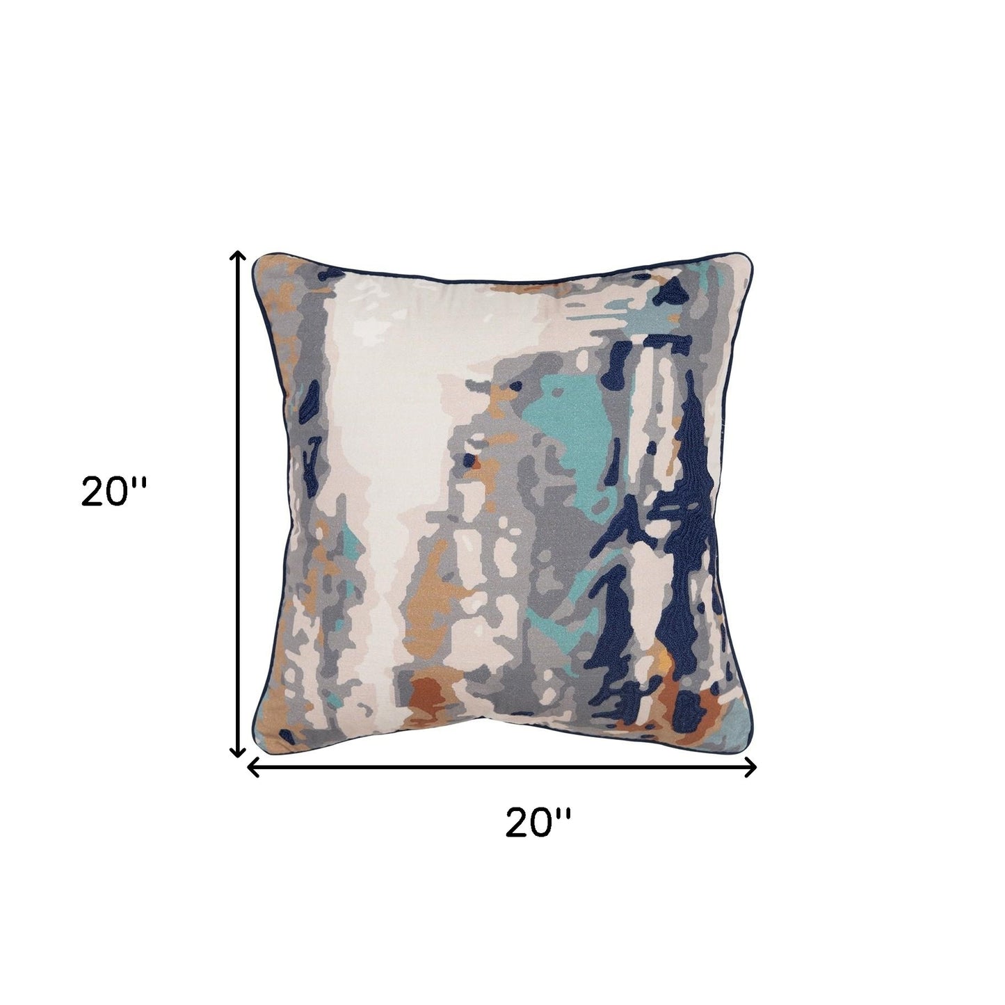 Gray Navy Abstract Printed Throw Pillow