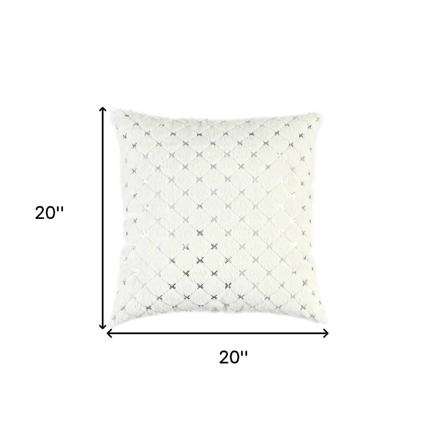Ivory Silver Metallic Diamond Pattern Throw Pillow