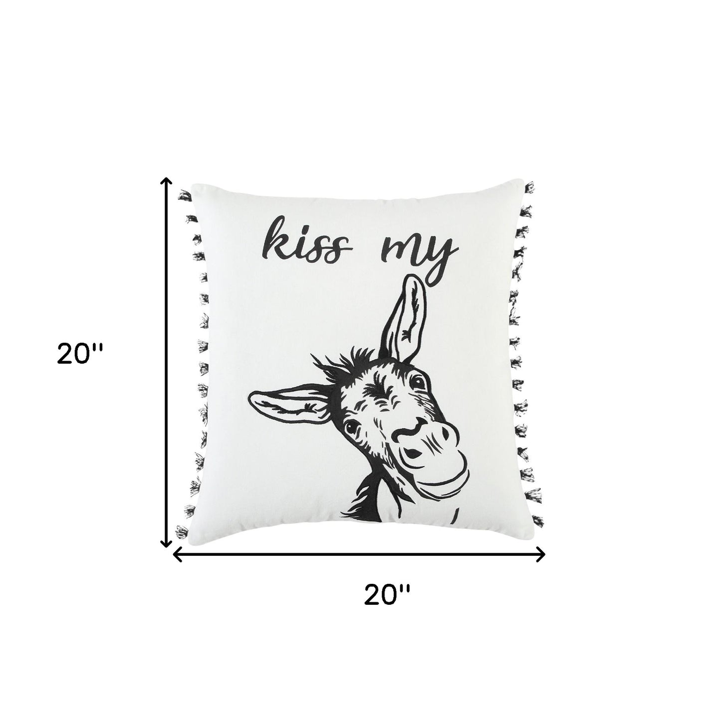 Black and White Humorous Donkey Throw Pillow