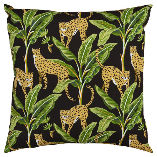 22" X 22" Green and Black Indoor Outdoor Throw Pillow Cover & Insert