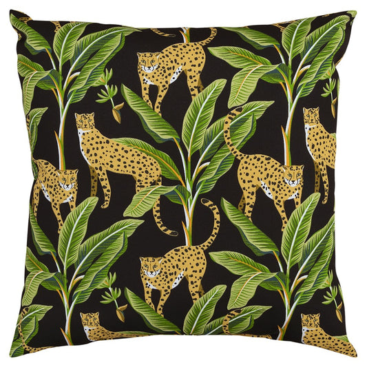 Set of Two 22" X 22" Green and Black Indoor Outdoor Throw Pillow Cover & Insert