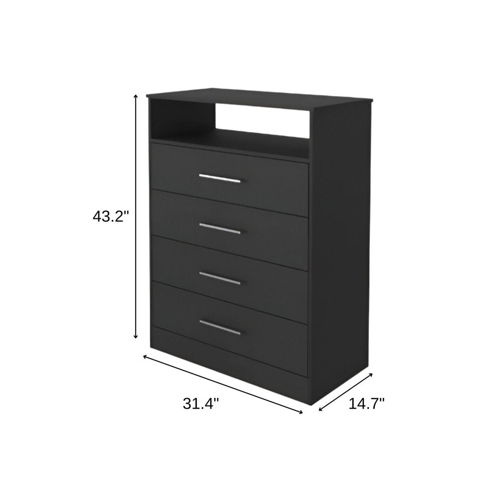 31" Black Four Drawer Vertical Dresser