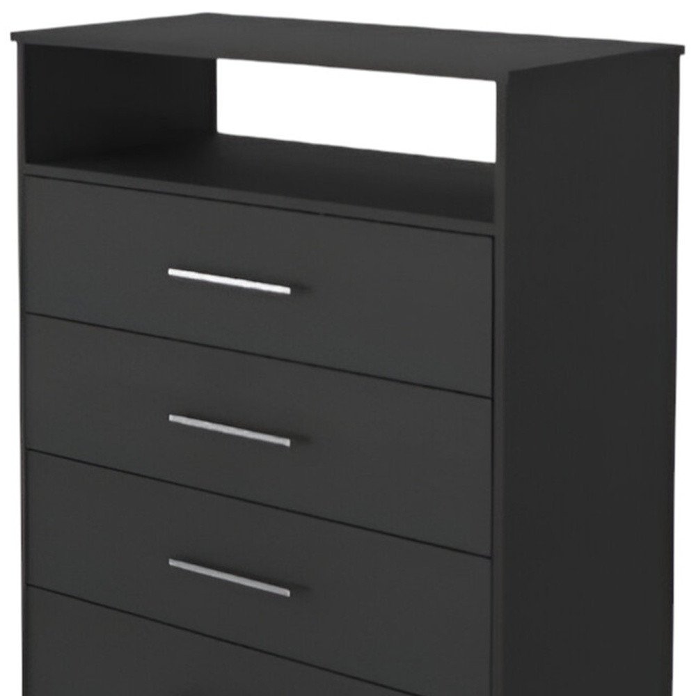 31" Black Wood Four Drawer Dresser