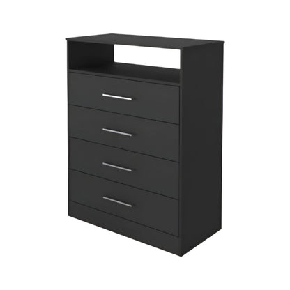31" Black Wood Four Drawer Dresser