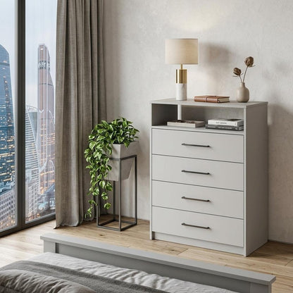 31" White Wood Four Drawer Dresser