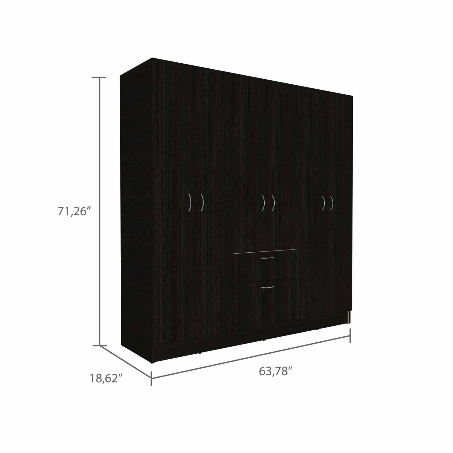 71" Black and White Single Drawer Combo Dresser