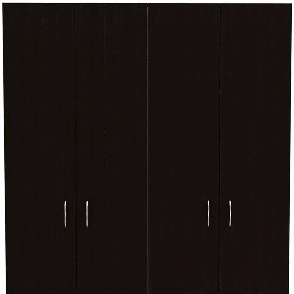 67" Black Wood And Metal Four Door Two Drawer Combo Dresser