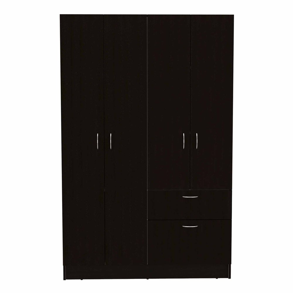 67" Black Wood And Metal Four Door Two Drawer Combo Dresser