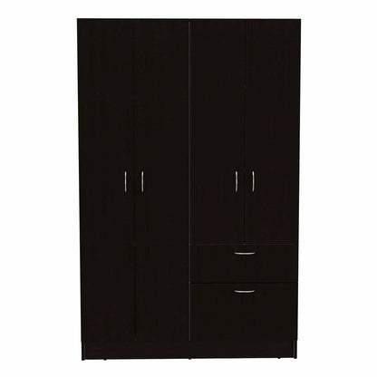 67" Black Wood And Metal Four Door Two Drawer Combo Dresser