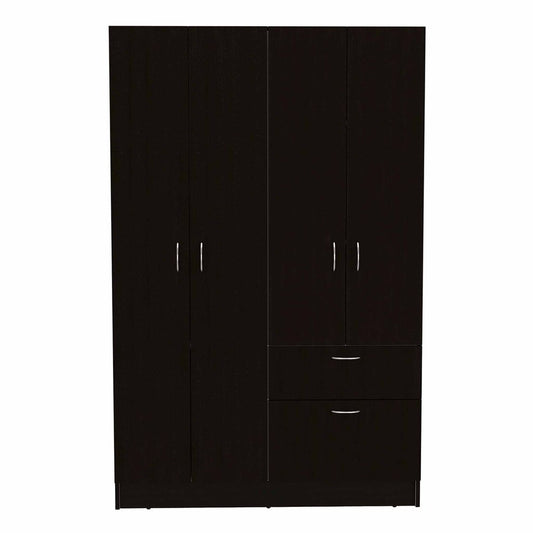 67" Black And White Wood Four Door Single Drawer Combo Dresser