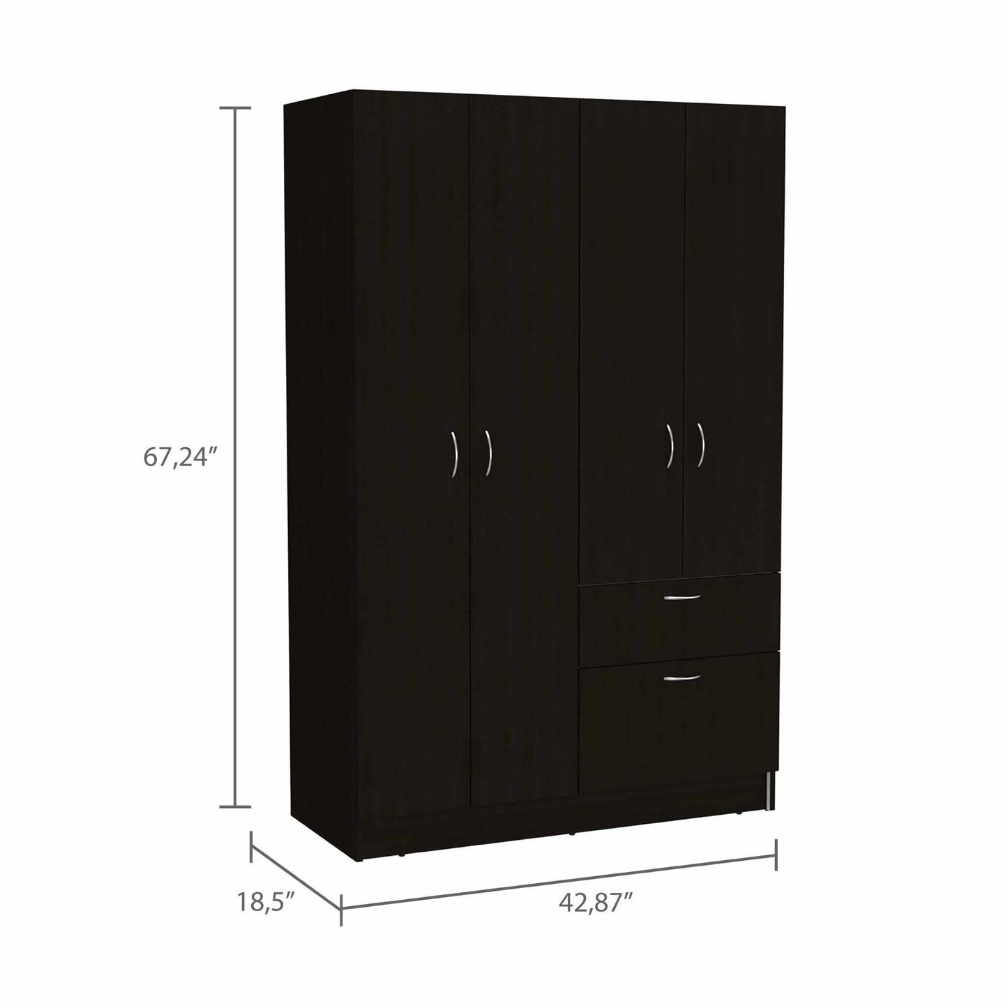 67" Black and White Armoire Combo Dresser