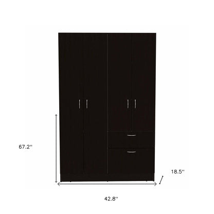 67" Black Wood And Metal Four Door Two Drawer Combo Dresser
