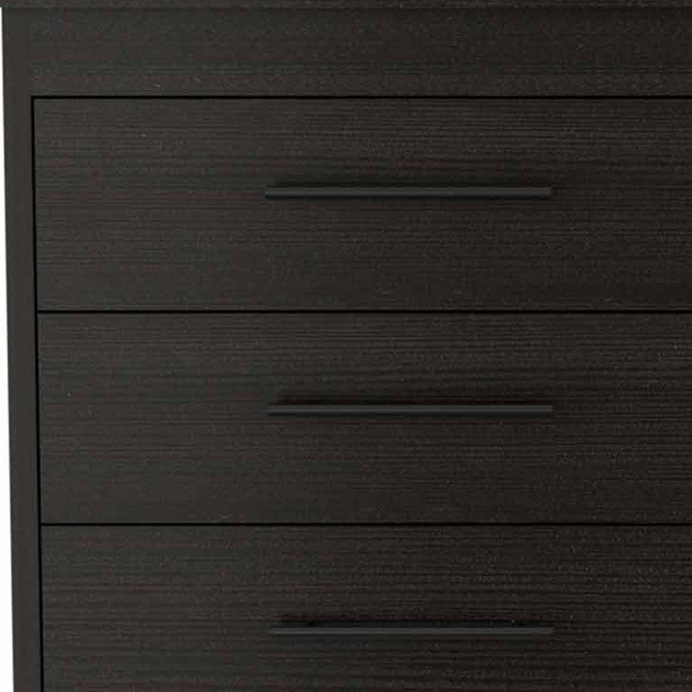 59" Black Six Drawer Double Dresser