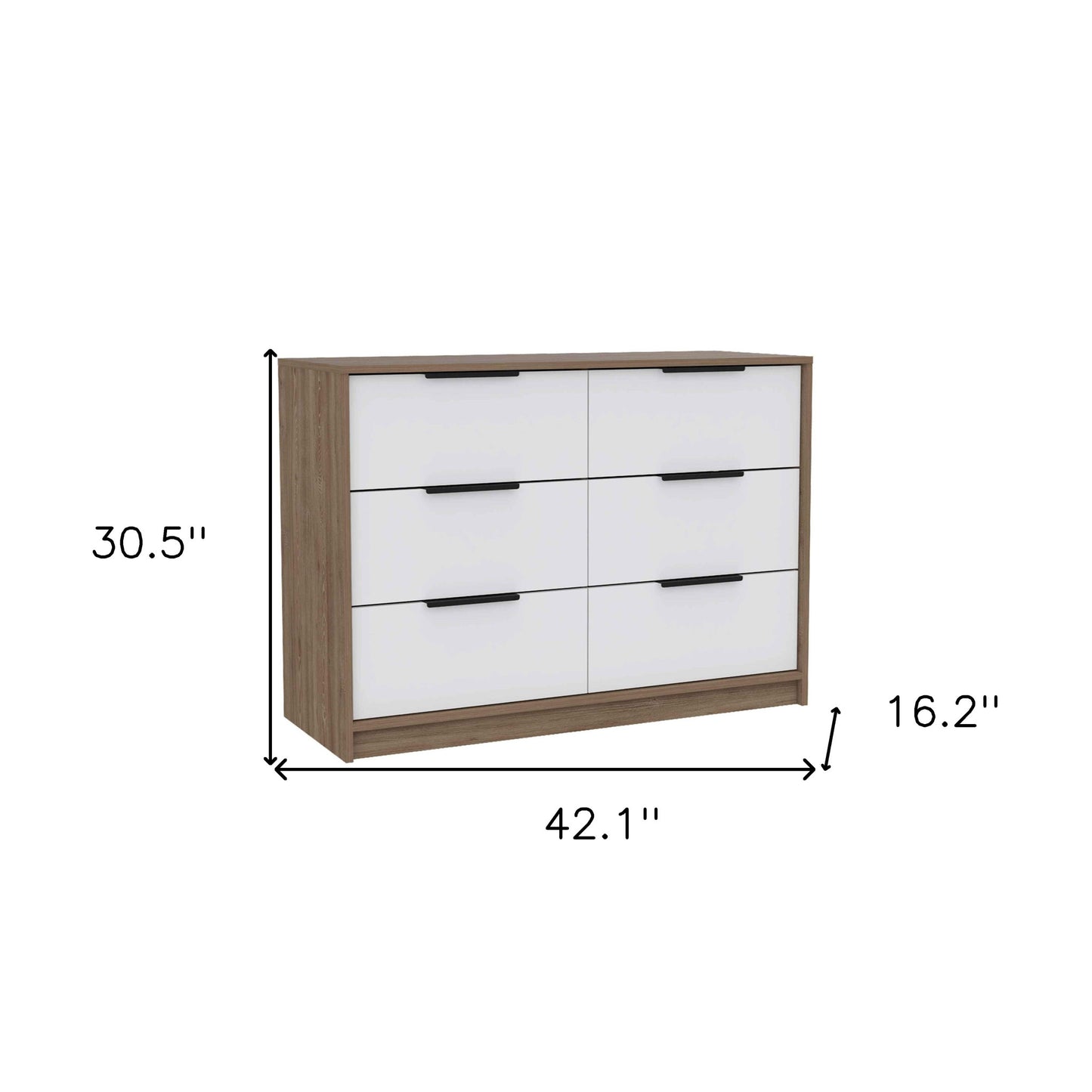 42" Brown and White Four Drawer Dresser