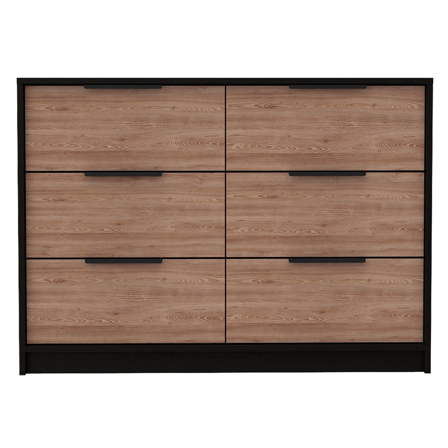 42" Brown and Black Four Drawer Dresser