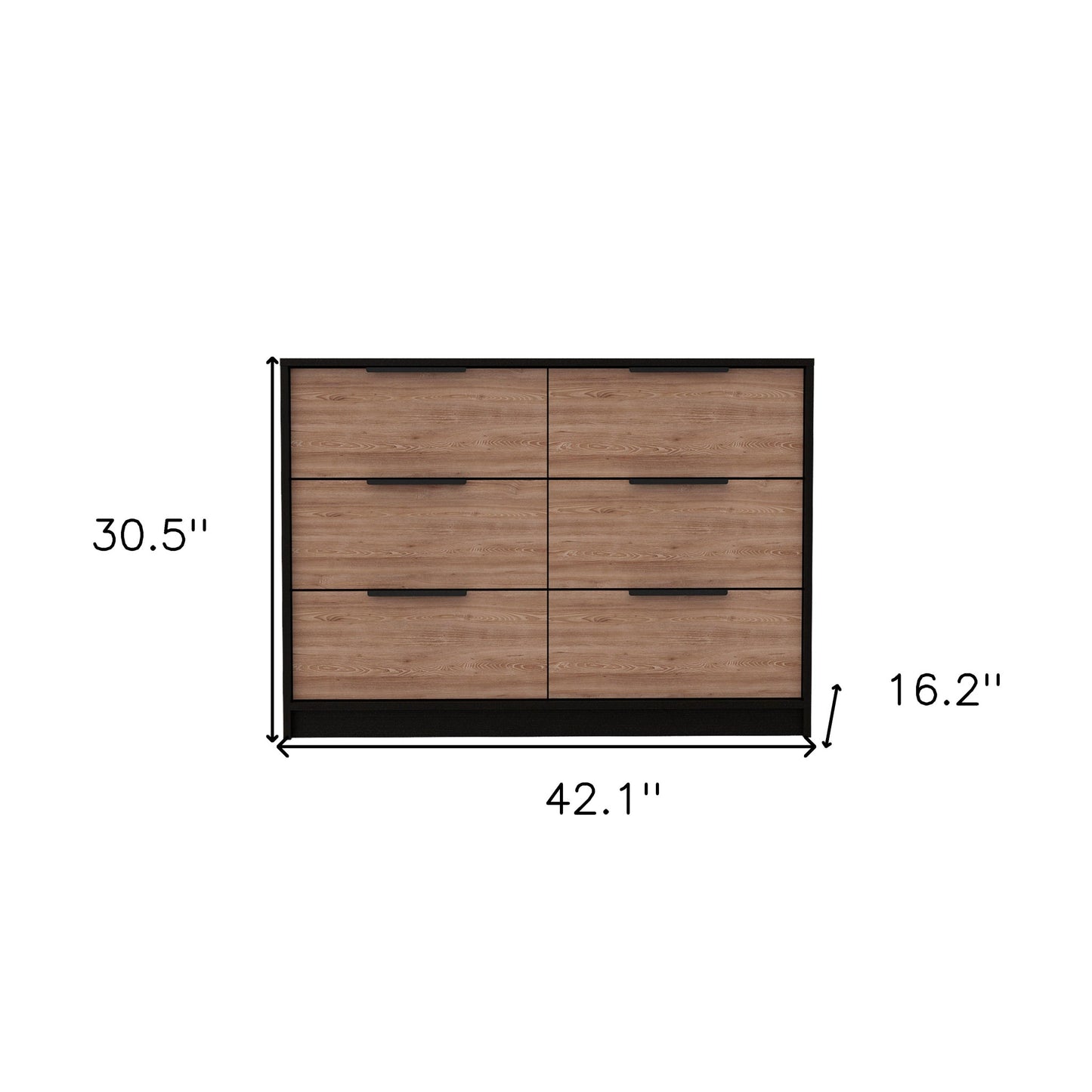 42" Brown and Black Four Drawer Dresser