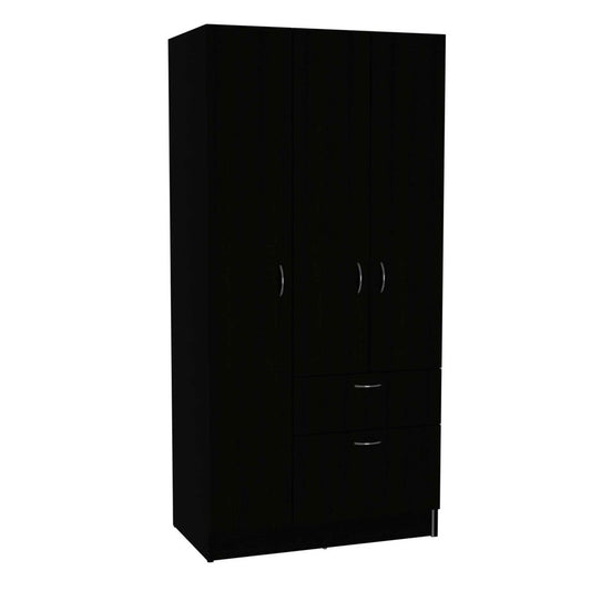 67" Black And White Wood Three Door Single Drawer Combo Dresser