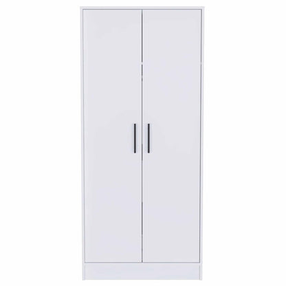71" White Wood And Metal Two Door Single Drawer Combo Dresser