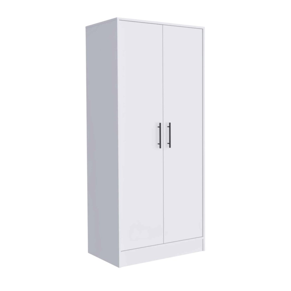 71" White Wood And Metal Two Door Single Drawer Combo Dresser