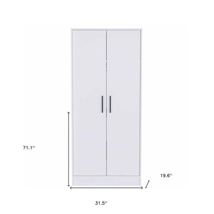 71" White Wood Two Door Single Drawer Combo Dresser