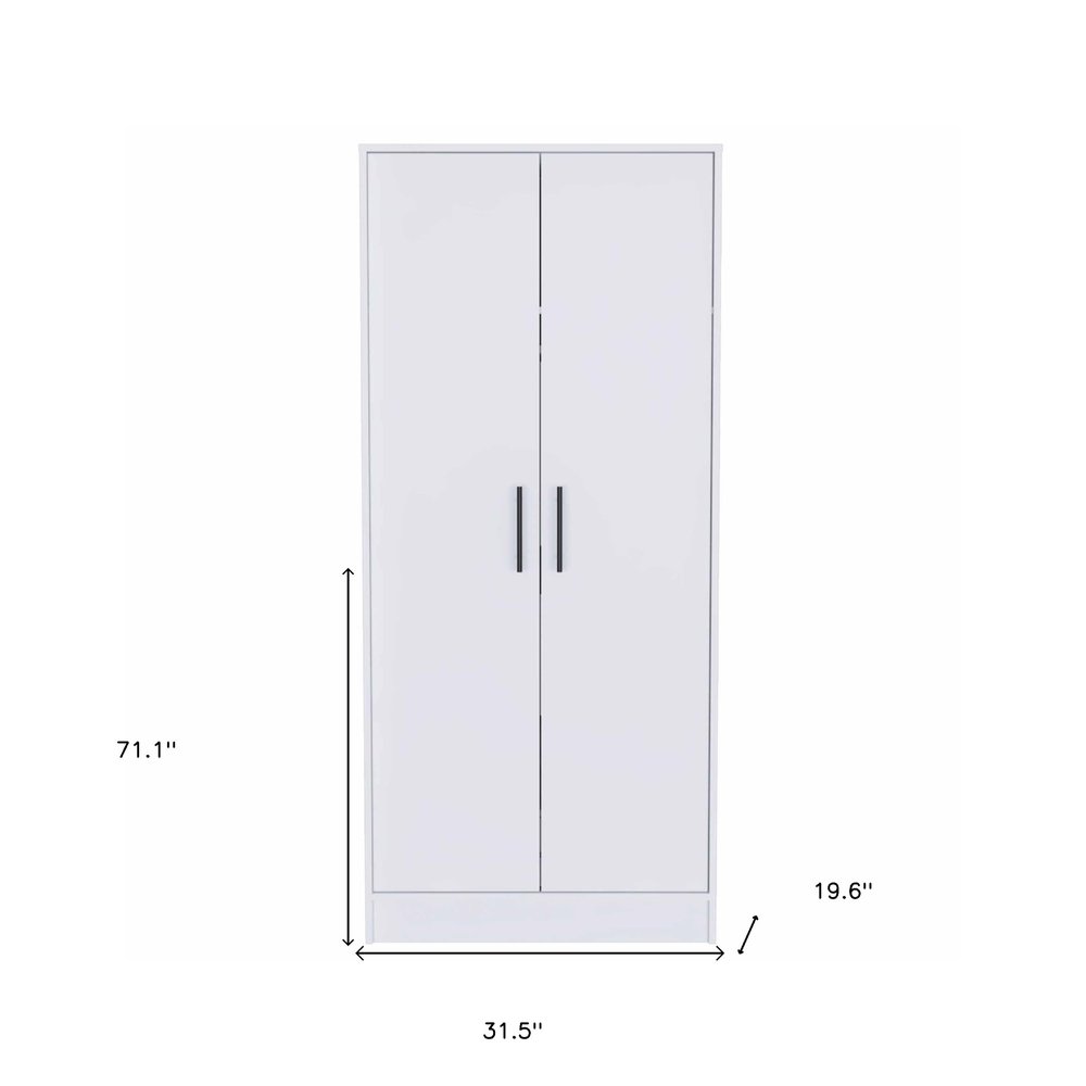 71" White Wood And Metal Two Door Single Drawer Combo Dresser