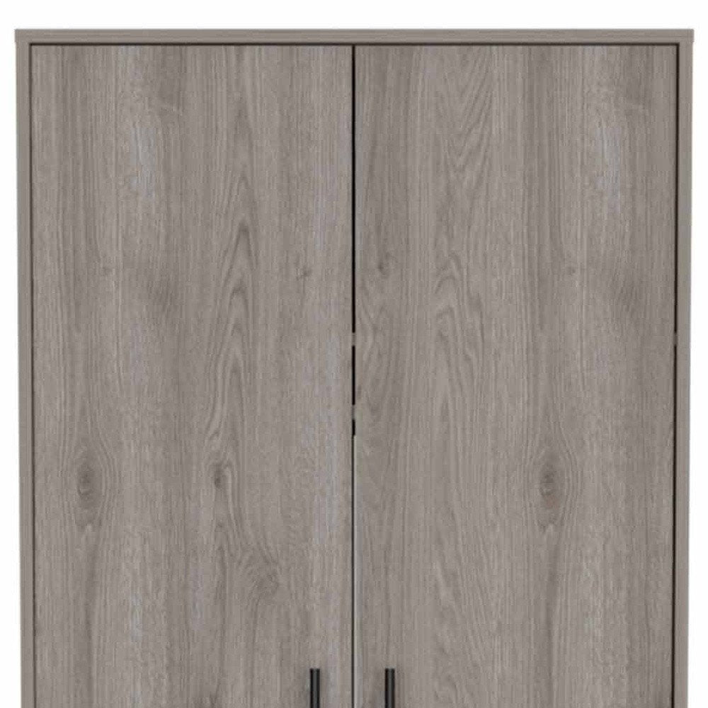 71" Light Gray Wood And Metal Two Door Single Drawer Combo Dresser