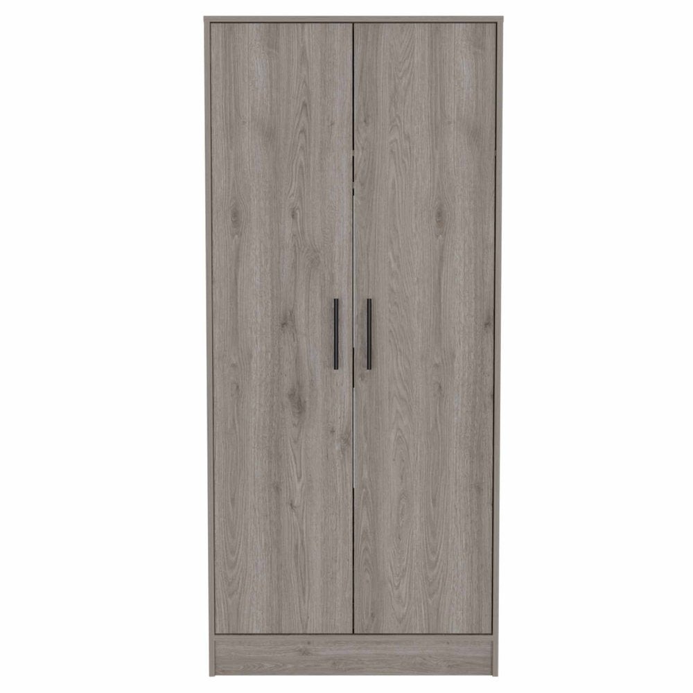 71" Light Gray Wood And Metal Two Door Single Drawer Combo Dresser