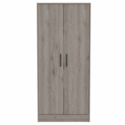 71" Light Gray Wood And Metal Two Door Single Drawer Combo Dresser