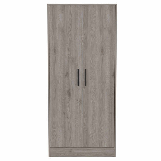 71" Light Gray Wood And Metal Two Door Single Drawer Combo Dresser
