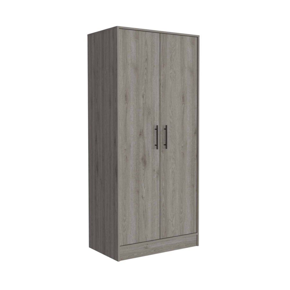 71" Light Gray Wood And Metal Two Door Single Drawer Combo Dresser