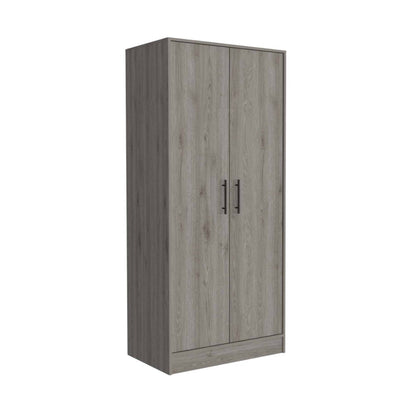 71" Light Gray Wood And Metal Two Door Single Drawer Combo Dresser