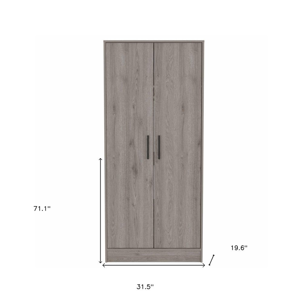 71" Light Gray Wood And Metal Two Door Single Drawer Combo Dresser