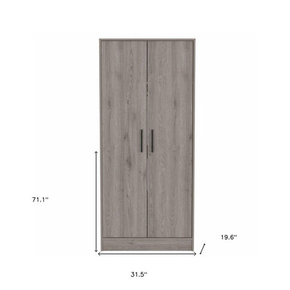 71" Light Gray Wood And Metal Two Door Single Drawer Combo Dresser