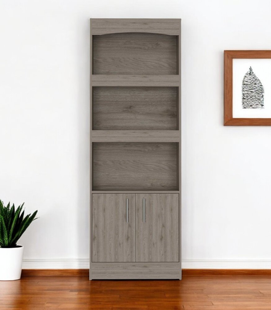 71-inch tall three-tier bookcase with two doors