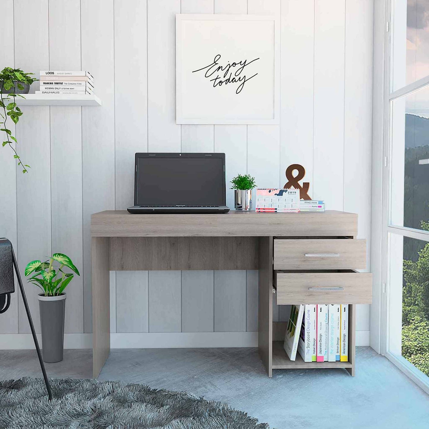 47" Light Gray Computer Desk