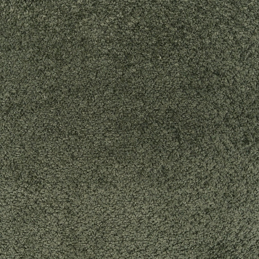 Olive-green boucle fabric close-up texture with fuzzy, looped surface; upholstery or apparel use.