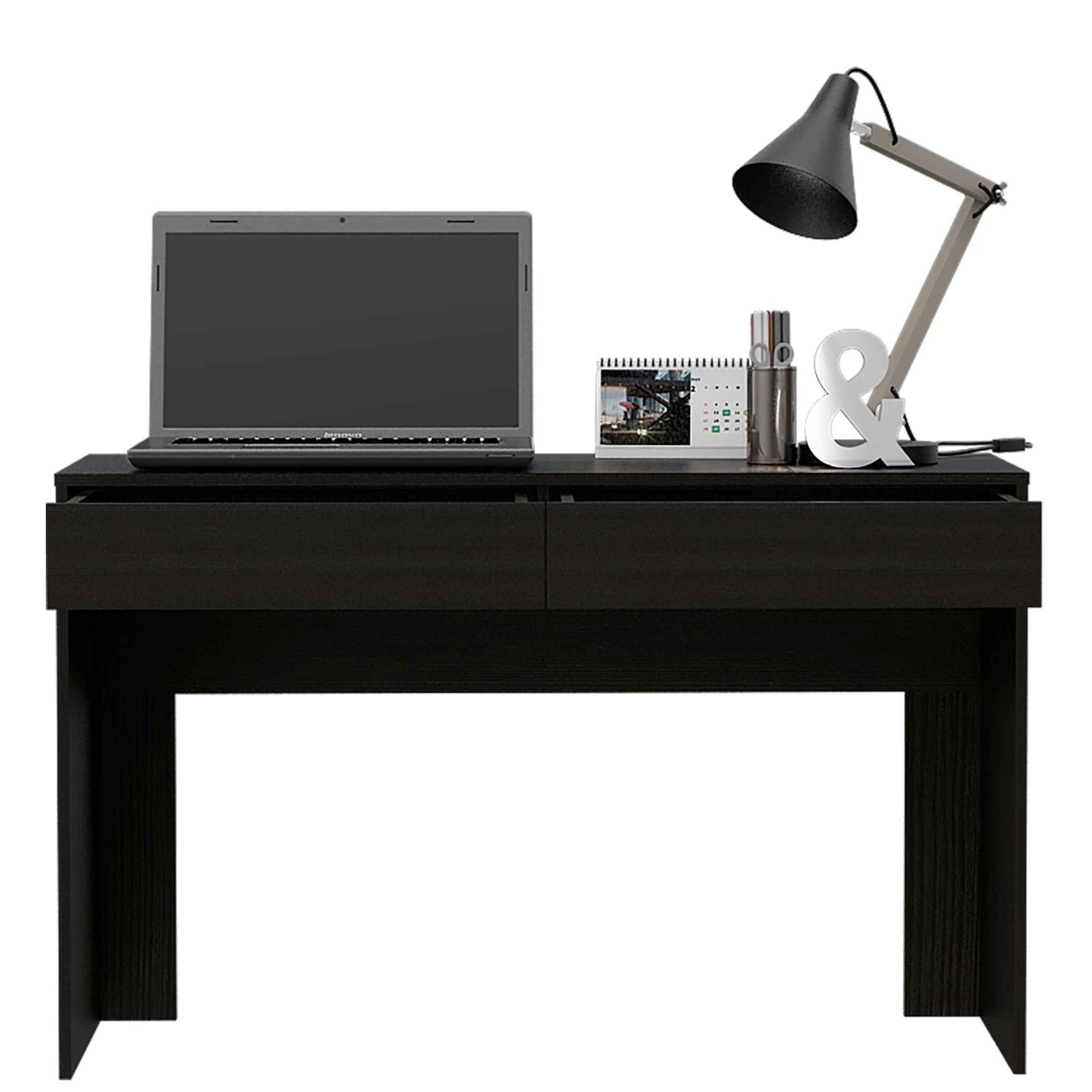 47" Black Computer Desk with Two Drawers