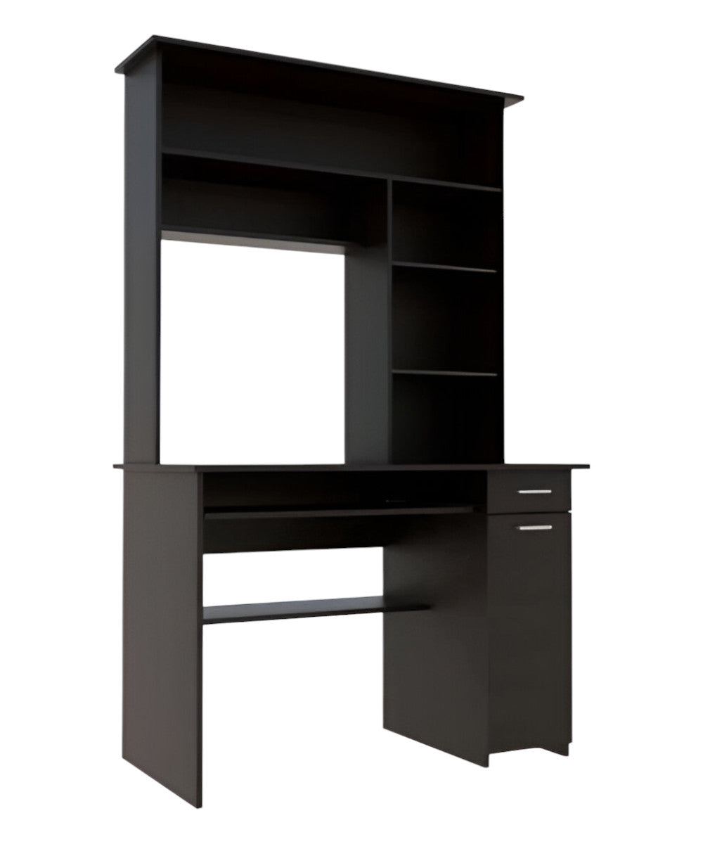 43" Black Computer Desk With Hutch