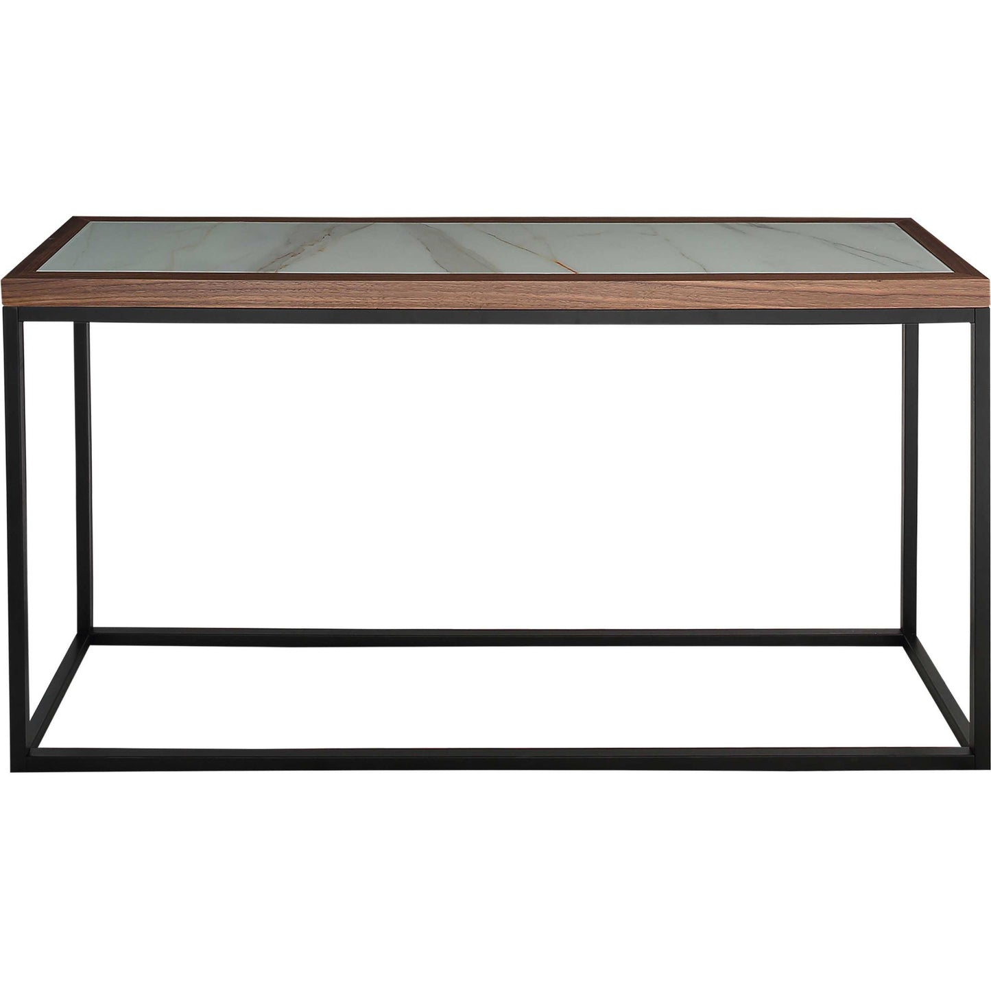 59" Brown White and Black Genuine Marble Frame Console Table