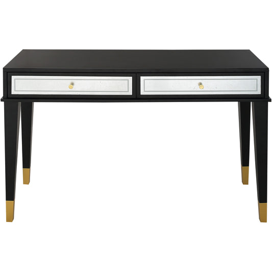 47" Black Silver and Gold Wood Console Table And Drawers