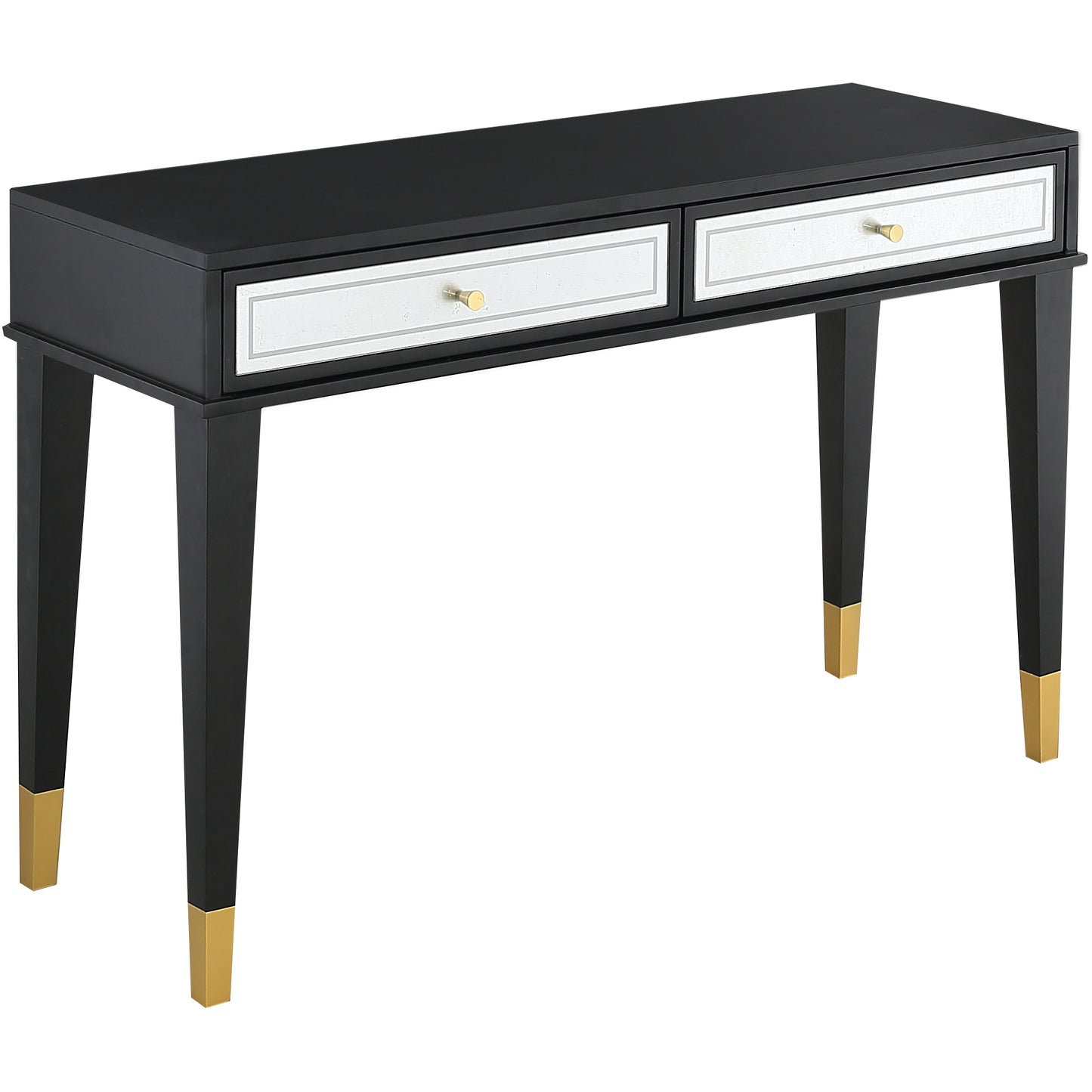 47" Black and Silver and Black and Gold Console Table And Drawers