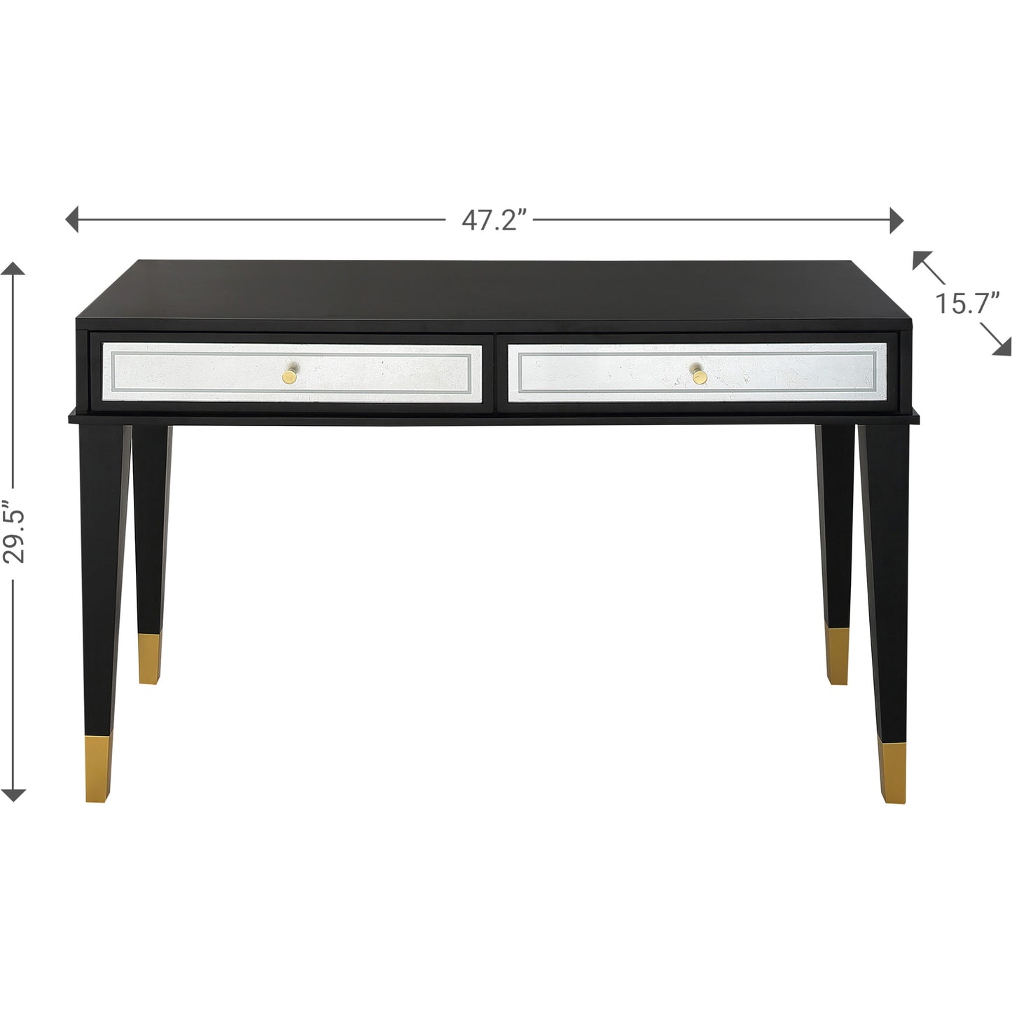 47" Black and Silver and Black and Gold Console Table And Drawers