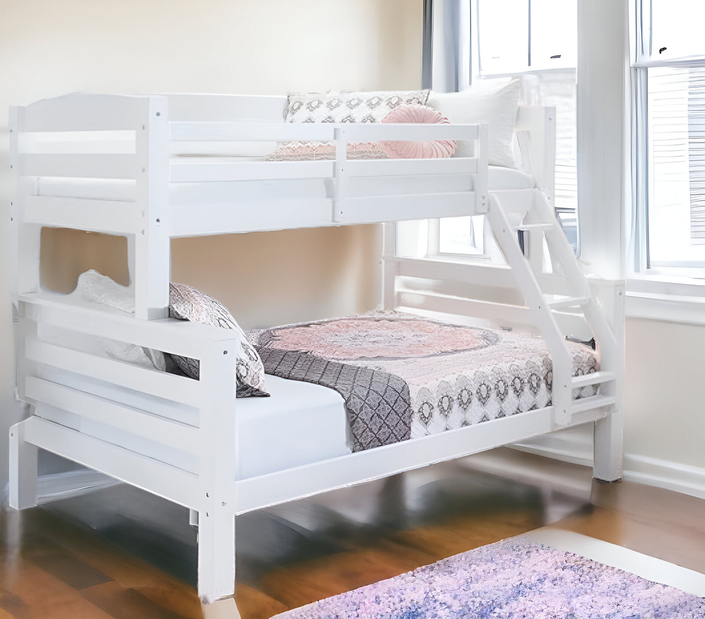 White Twin Over Full Size Bunk Bed