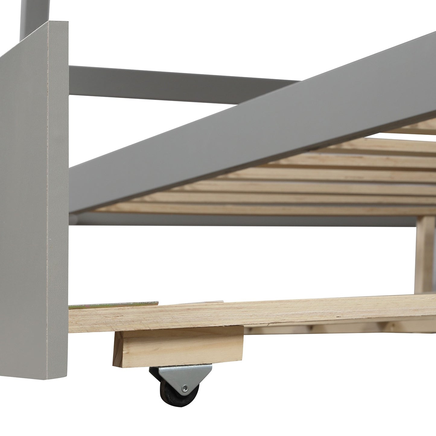 Gray Full Over Full Contemporary Bunk Bed With Stairs