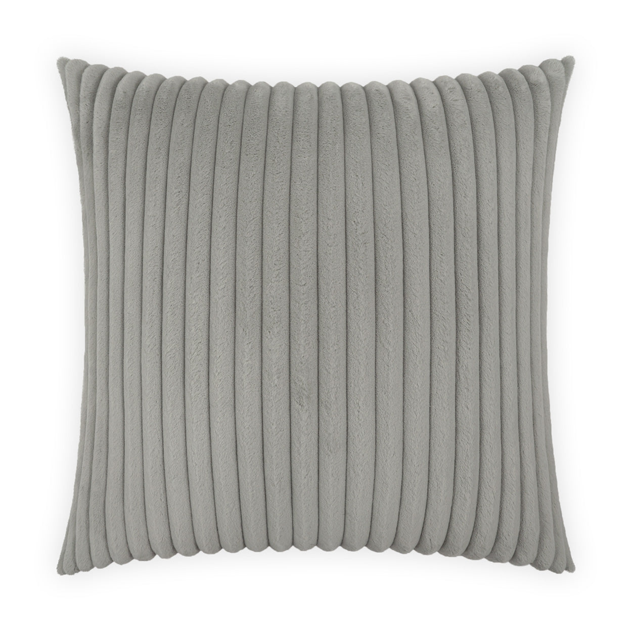 Grey corduroy-style rectangular throw pillow with vertical ridges; soft decorative cushion for sofa.