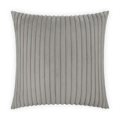Grey corduroy-style rectangular throw pillow with vertical ridges; soft decorative cushion for sofa.