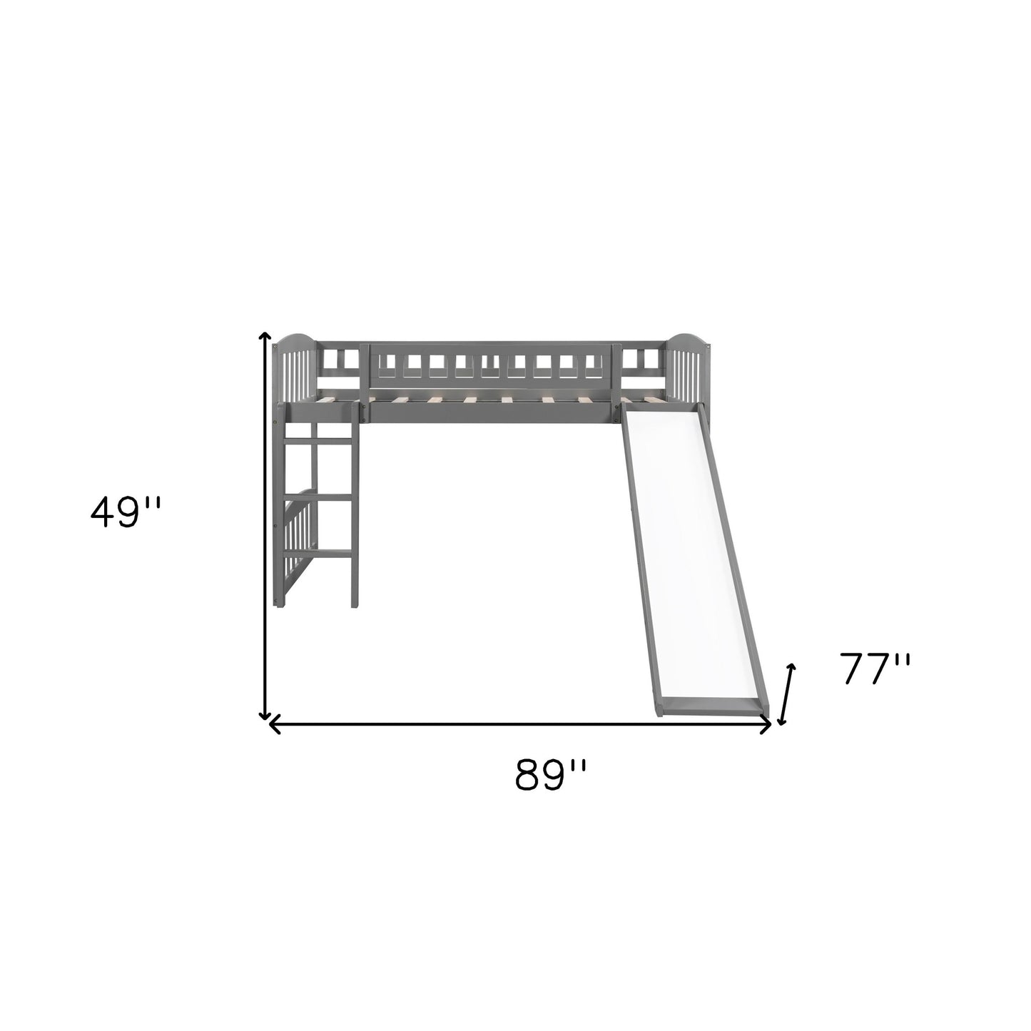 Gray Twin Traditional Manufactured Wood and Solid Wood Bunk Bed